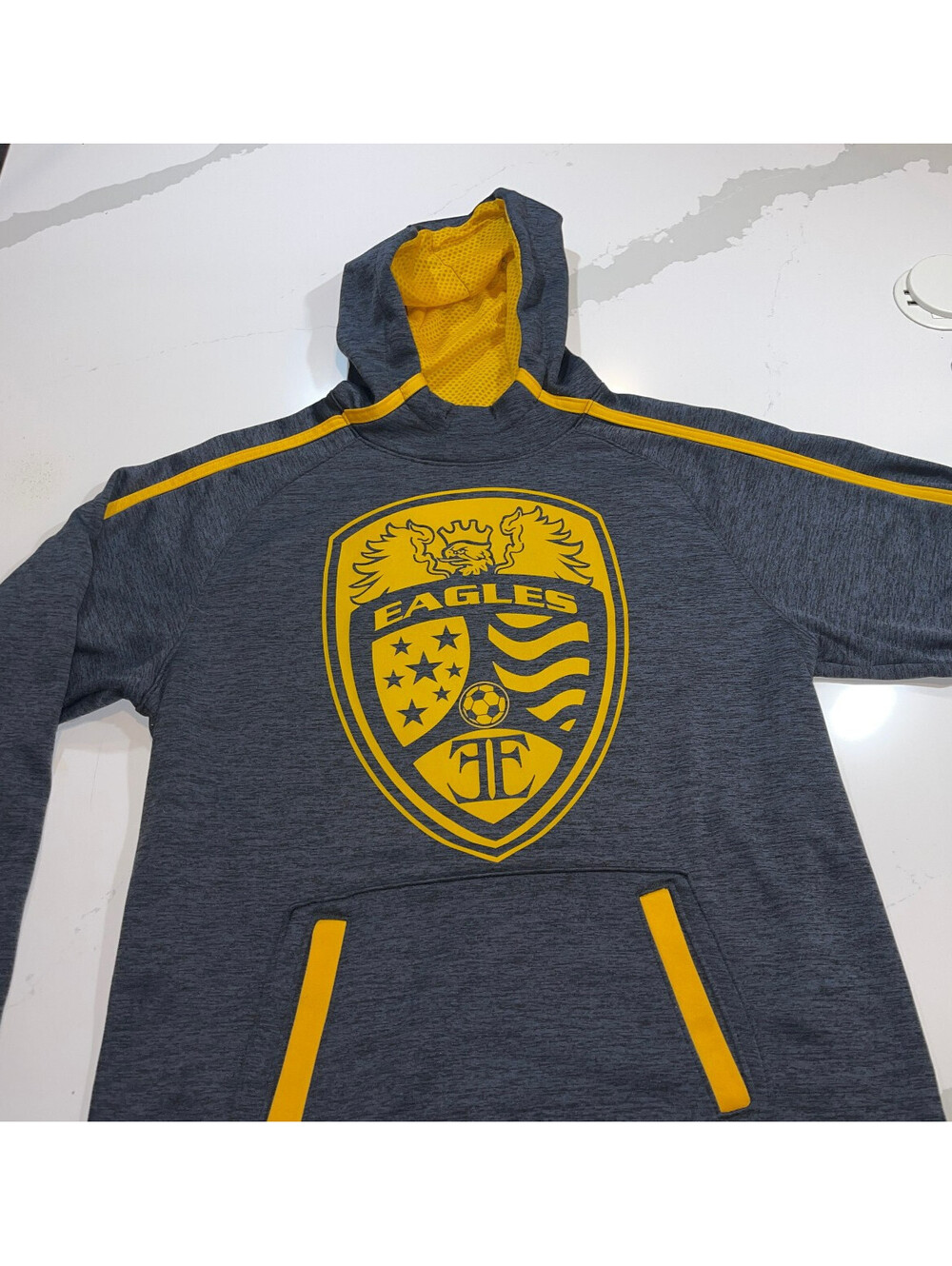 DISCONTNUED 2021 PUEBLO EAST BOYS EAGLES SOCCER PULLOVER GRAY HOODIE MEDIUM